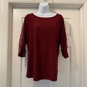 Daytrip Red Boxy 3/4 Sleeve Blouse
